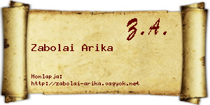 Zabolai Arika névjegykártya